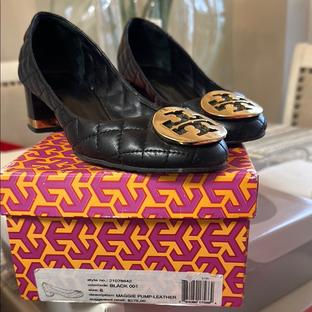 Tory Burch Black Maggie Pump Leather Shoes